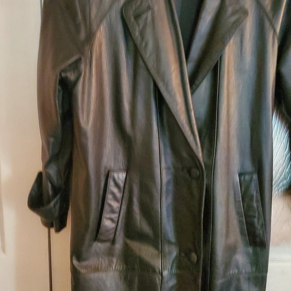 Charles Klein Leather Coat S MED - Picture 2 of 8